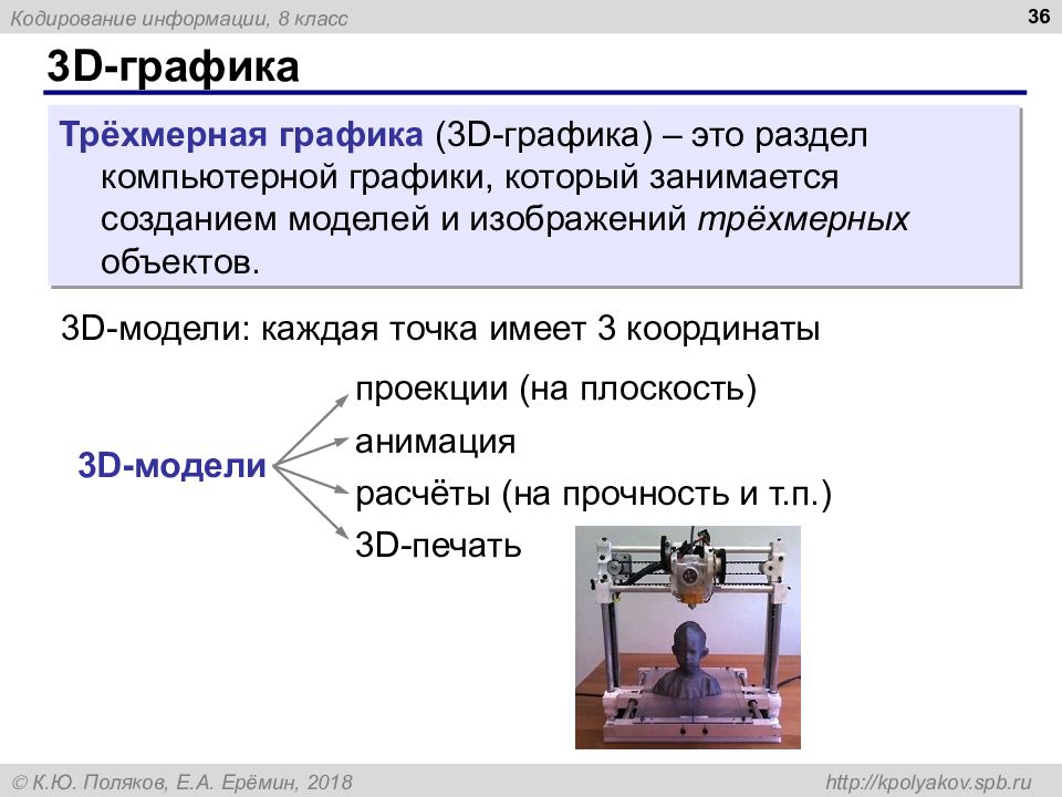 Как называется построение плоской картинки для трехмерной модели информатика 7 класс