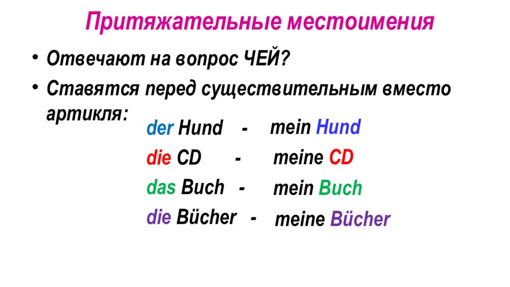 На какой вопрос отвечает притяжательное. Притяжательные местоимения в немецком языке. Притяж местоимения в немецком языке. Притяжательные местоимения. Склонение притяжательных местоимений в немецком.