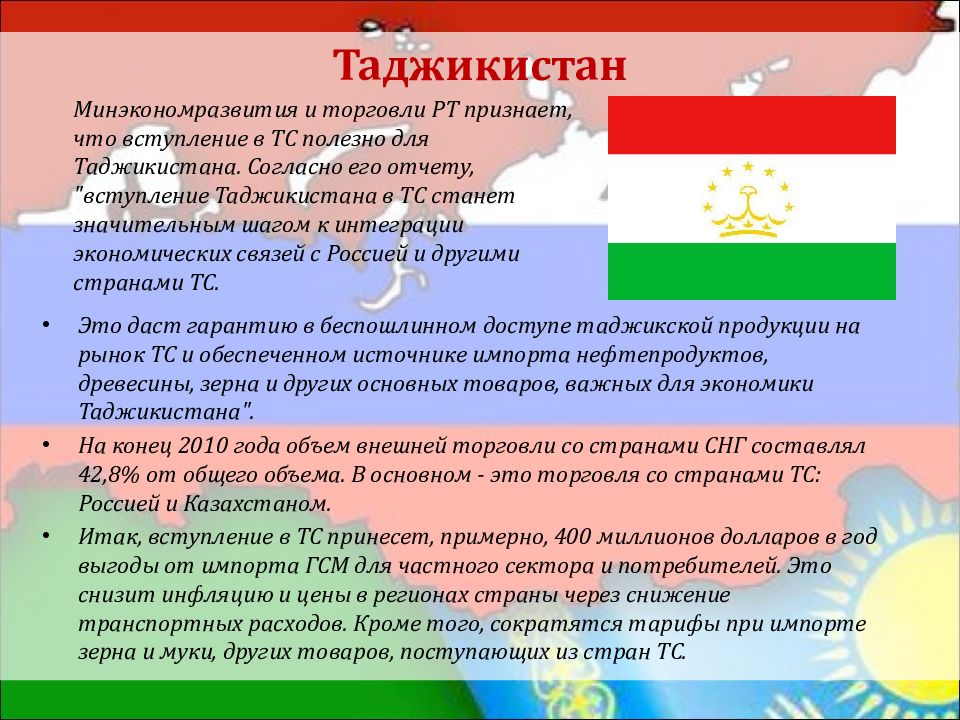 Плюсы снг. Внешние экономические отношения Таджикистана. Внешние экономические связи Республики Таджикистан. Отношения РФ И Таджикистана. Таджикистан презентация.