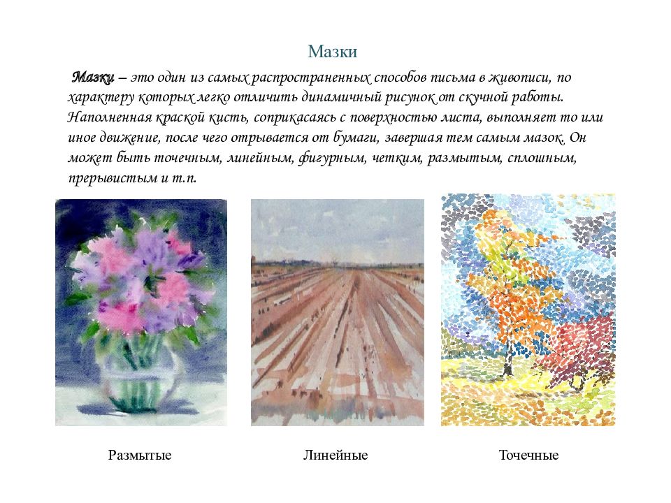 Мазок изо. Характер мазка в живописи. Виды мазком в живописи. Виды мазков в живописи для детей. Техника разного мазка в живописи.