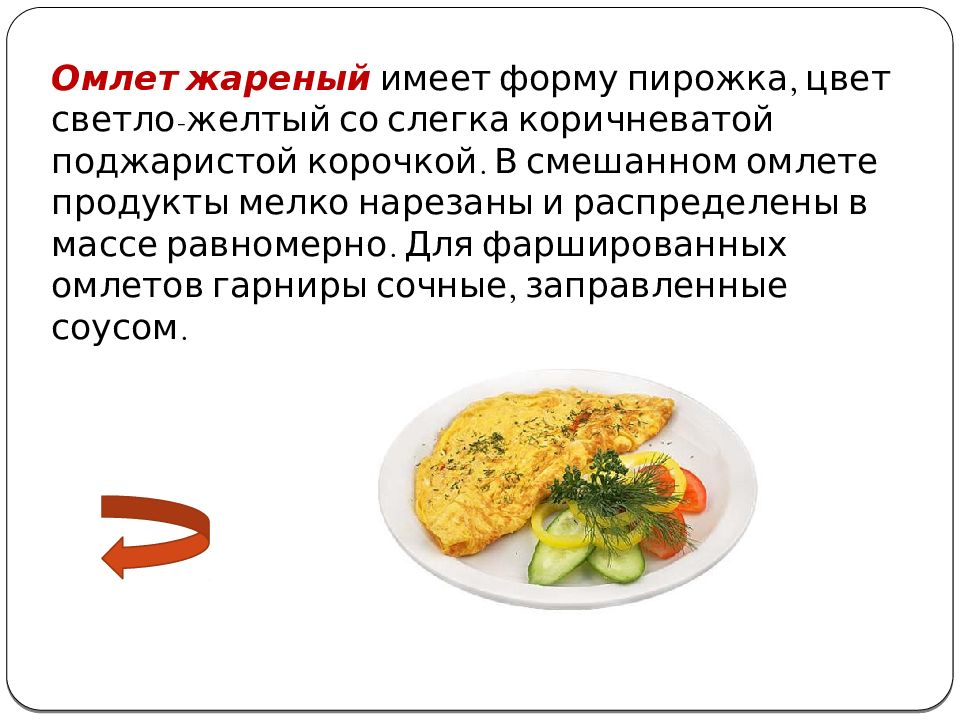 Схема приготовления омлета смешанного с мясными продуктами