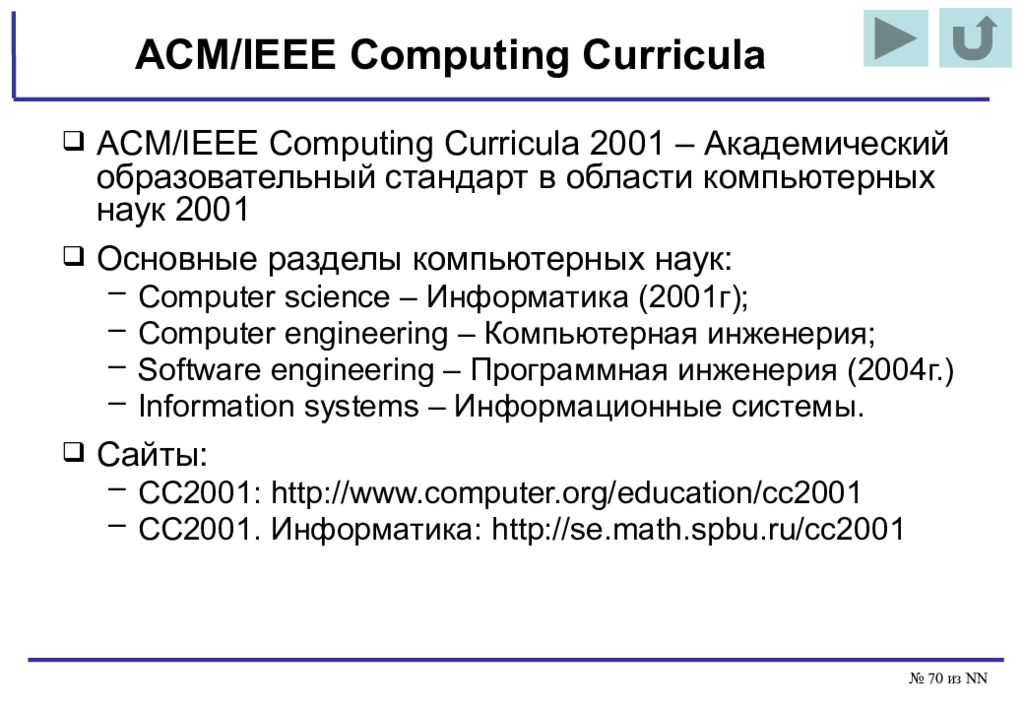 Сущность и состав проекта Computing Curricula.