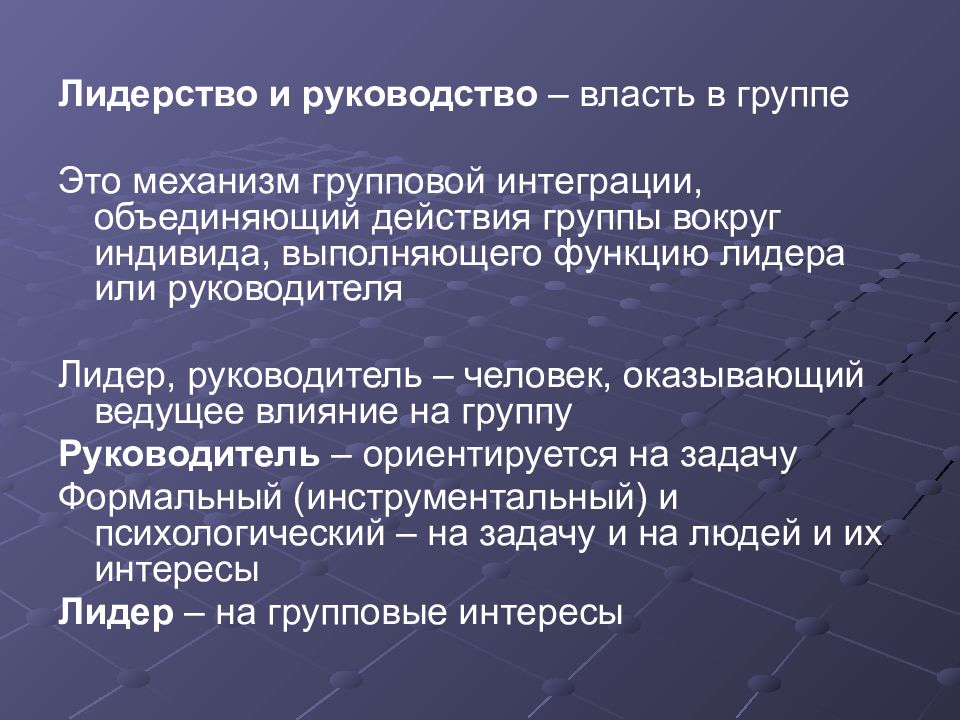 Лидерство и руководство в группе презентация