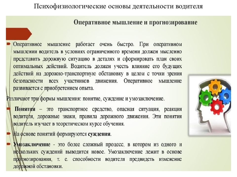 Презентация на тему психофизиологические основы деятельности водителя