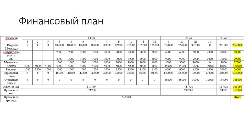 Финансовый план частной школы