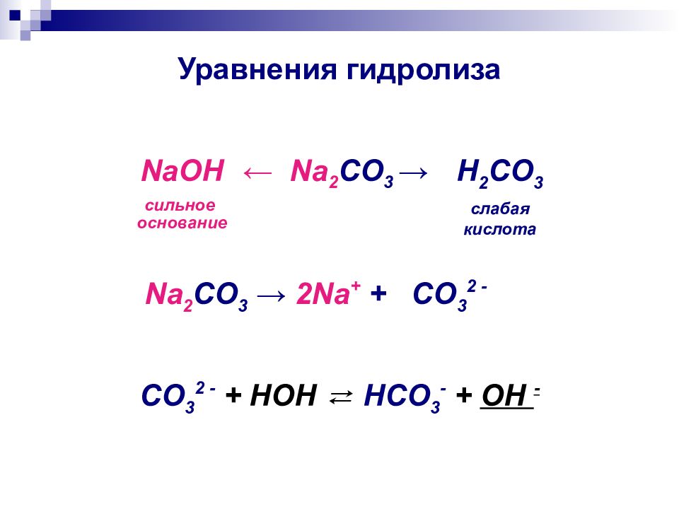 Гидролиз солей na2co3