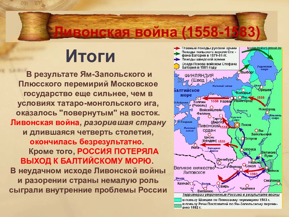 Выход к балтийскому морю. Итоги Ливонской войны 1558-1583 для России. Последствия Ливонской войны для России 1558-1583. Русско-Ливонская война 1558-1583 участники. Плюсское перемирие со Швецией 1583.