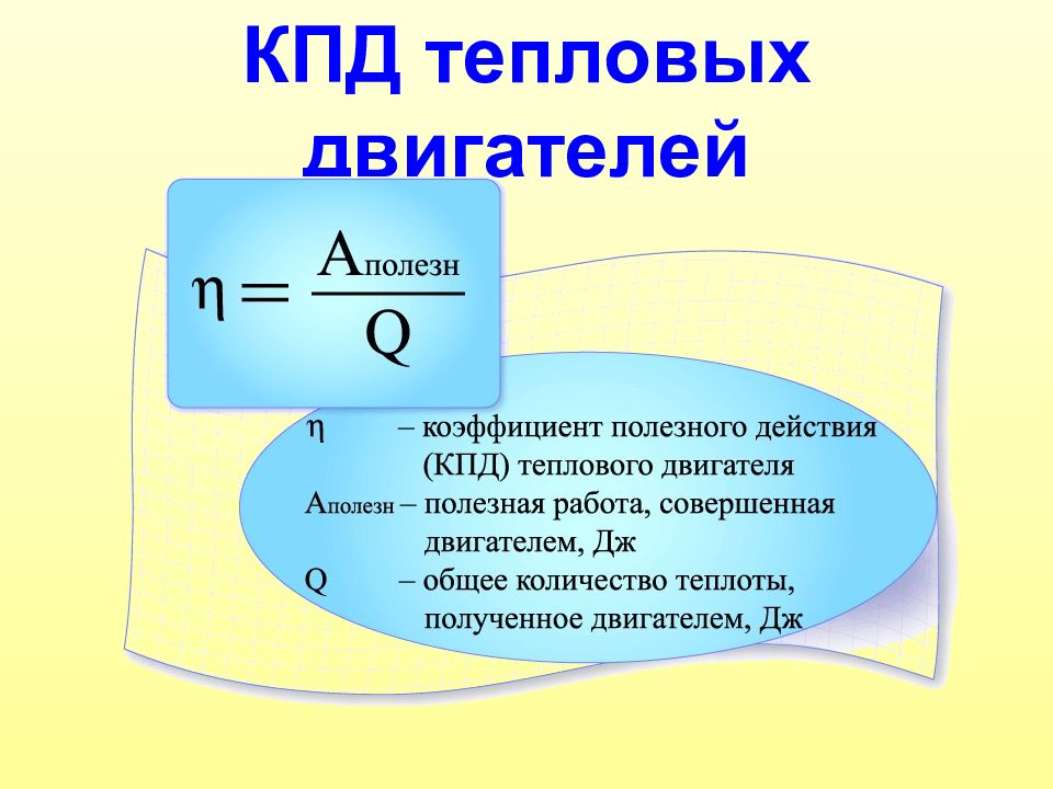 Презентация тепловых двигателей кпд тепловых двигателей 10 класс