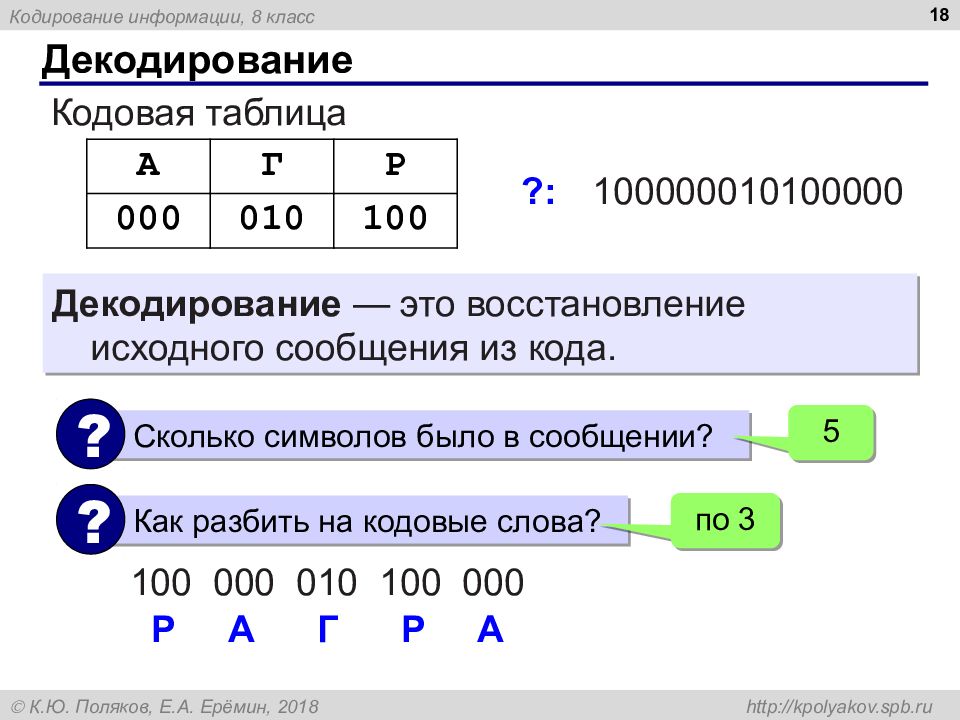 Презентация кодирование информации декодирование информации