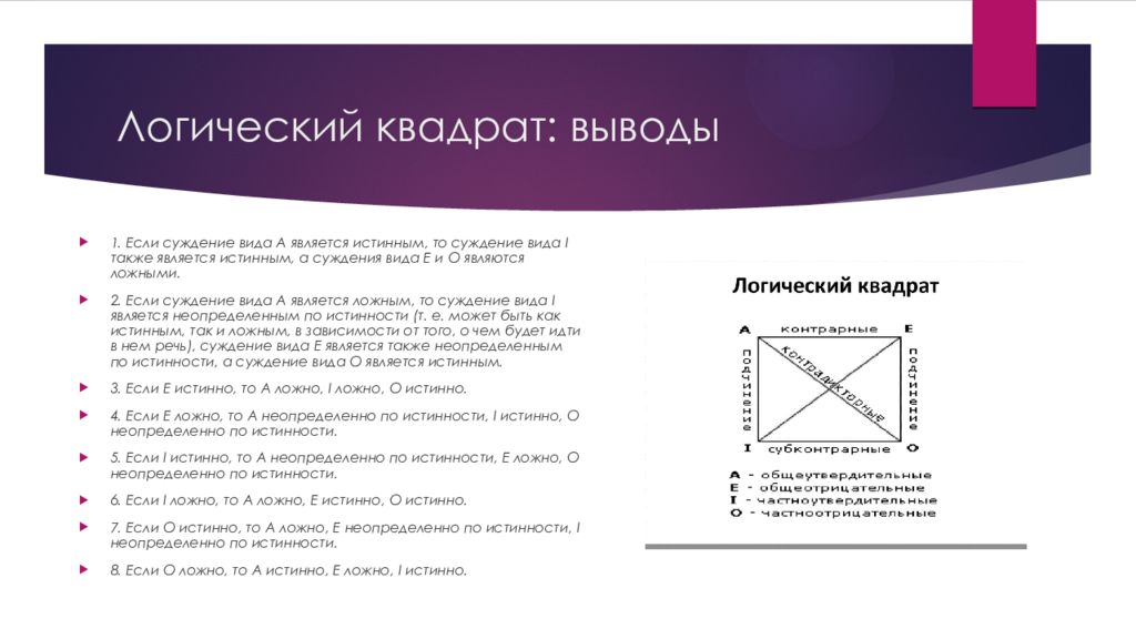 Логически необходимыми выводами по логическому квадрату