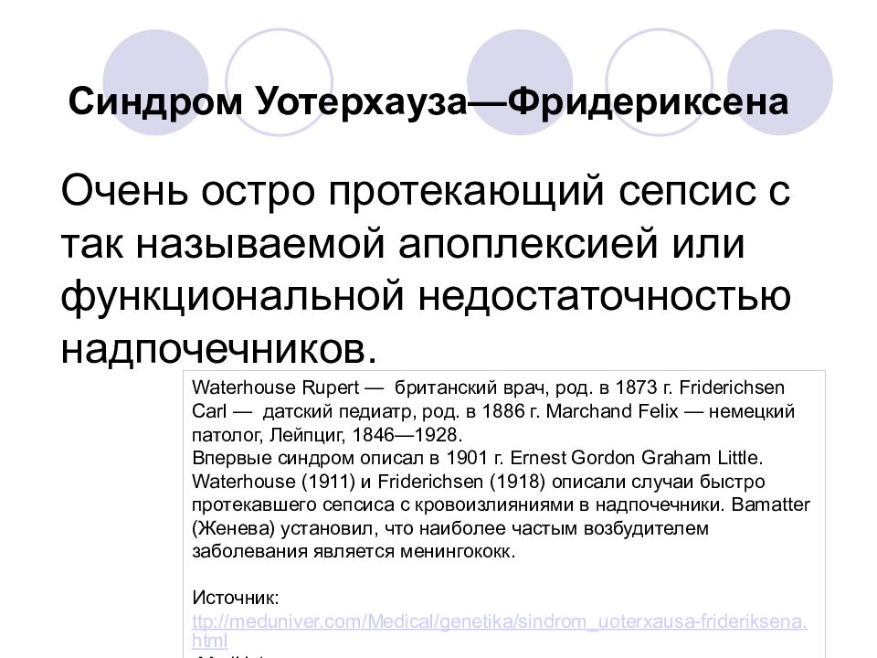 Синдром уотерхауса фридериксена презентация