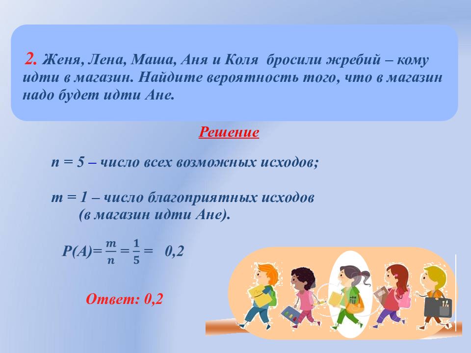 Теория вероятности 8 класс. Вероятность на жребий. Женя Лена Маша Аня и Коля бросили жребий кому идти. Диаграммы 7 класс теория вероятности презентация. Жребий сколько исходов.