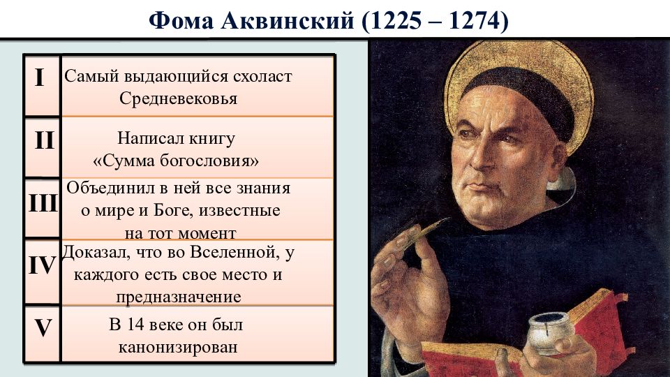 Ученые средневековья таблица 6 класс. Фома Аквинский эпоха Возрождения. Великий схоласт 13 века Фома Аквинский. Фома Аквинский эпоха философии. Фома Аквинский годы жизни.