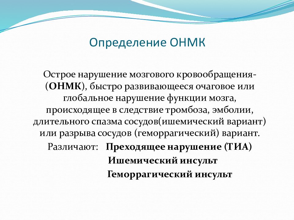 Острые нарушения мозгового кровообращения презентация