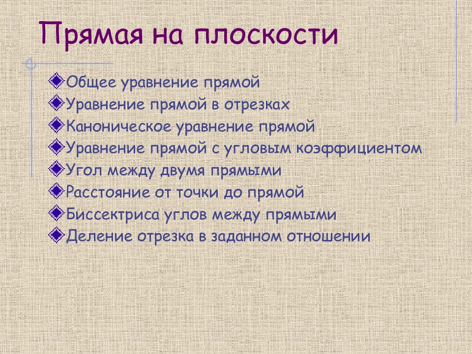 Прямая на плоскости
