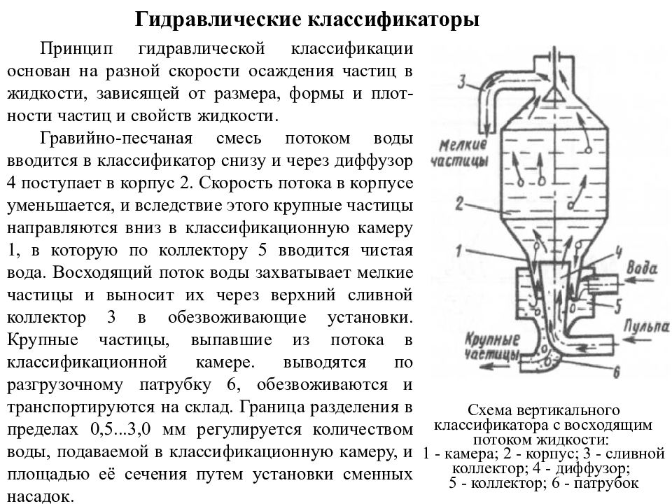 Классификация принцип работы. Классификатор гидравлический многокамерный. Гидравлический классификатор схема. Принцип гидравлической классификации. Принцип работы гидравлического классификатора.