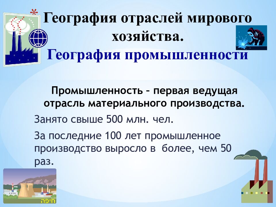 География отраслей мирового хозяйства. География промышленности