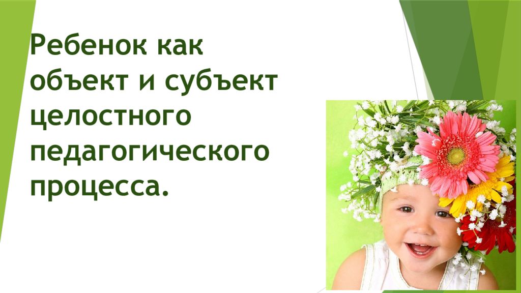 Ребенок как объект и субъект целостного педагогического процесса.