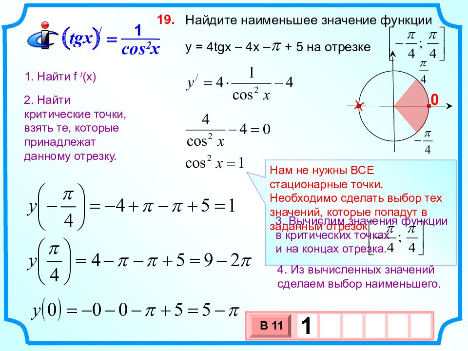 Наибольшее и наименьшее значение функции на отрезке презентация