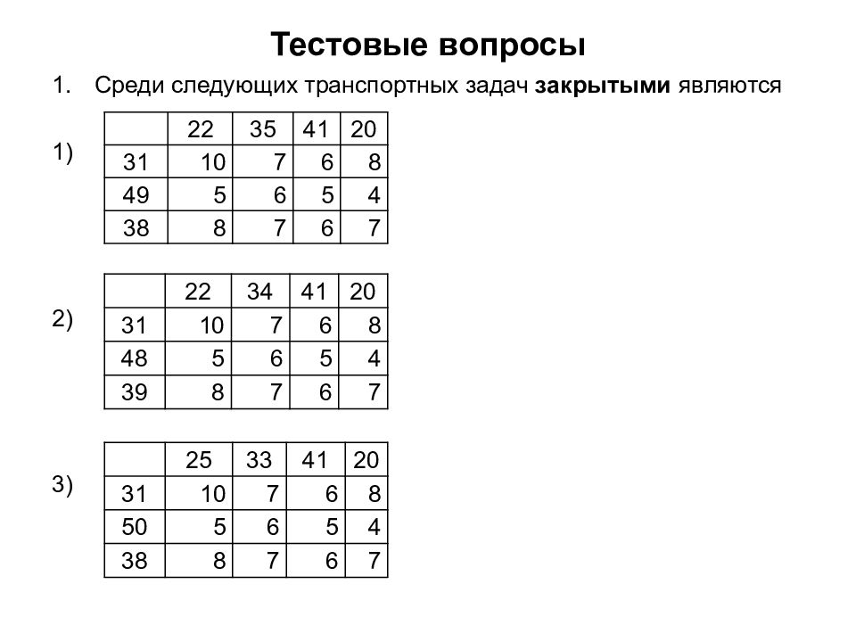 Начальный план закрытой транспортной задачи может быть найден следующими методами