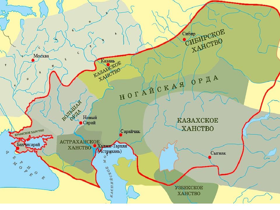 Карта распад золотой орды 6 класс контурные карты