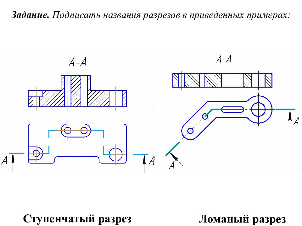 Разрез ступенчатый чертеж