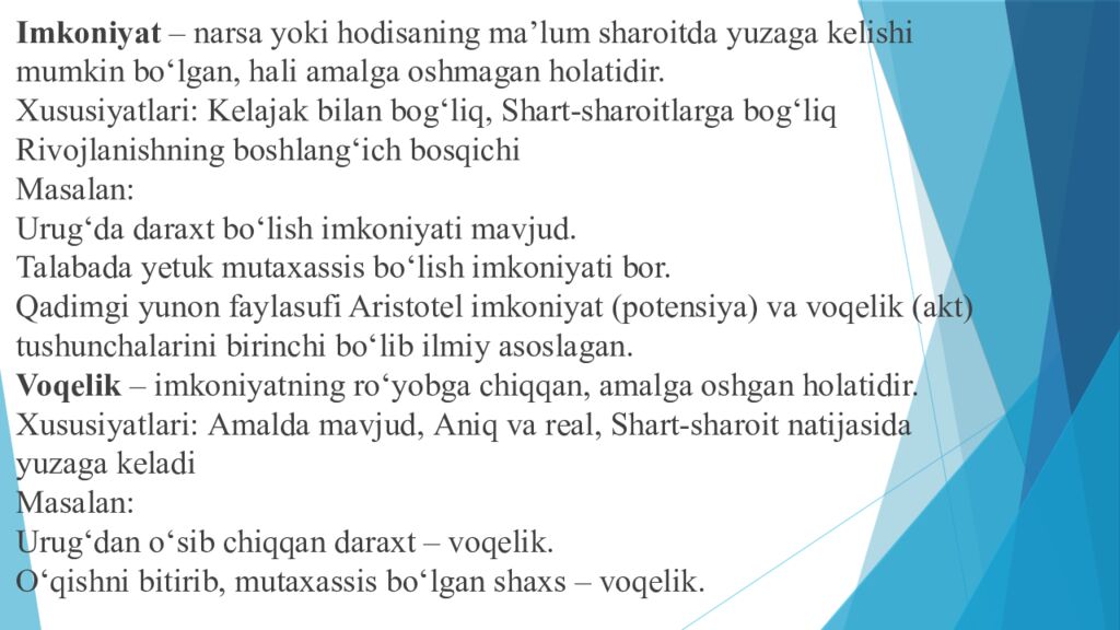 Mavzu : RIVOJLANISH FALSAFASI reja 1. Rivojlanish, tarakkiyotning