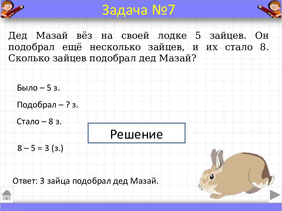 Краткая запись задачи 1 класс