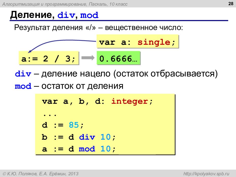 Презентация 8 класс информатика паскаль