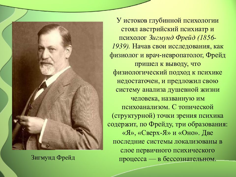 Психология фрейда. Зигмунд Фрейд психология. Зигмунд Фрейд основоположник теории. Глубинная психология Зигмунда Фрейда. Фрейд презентация.