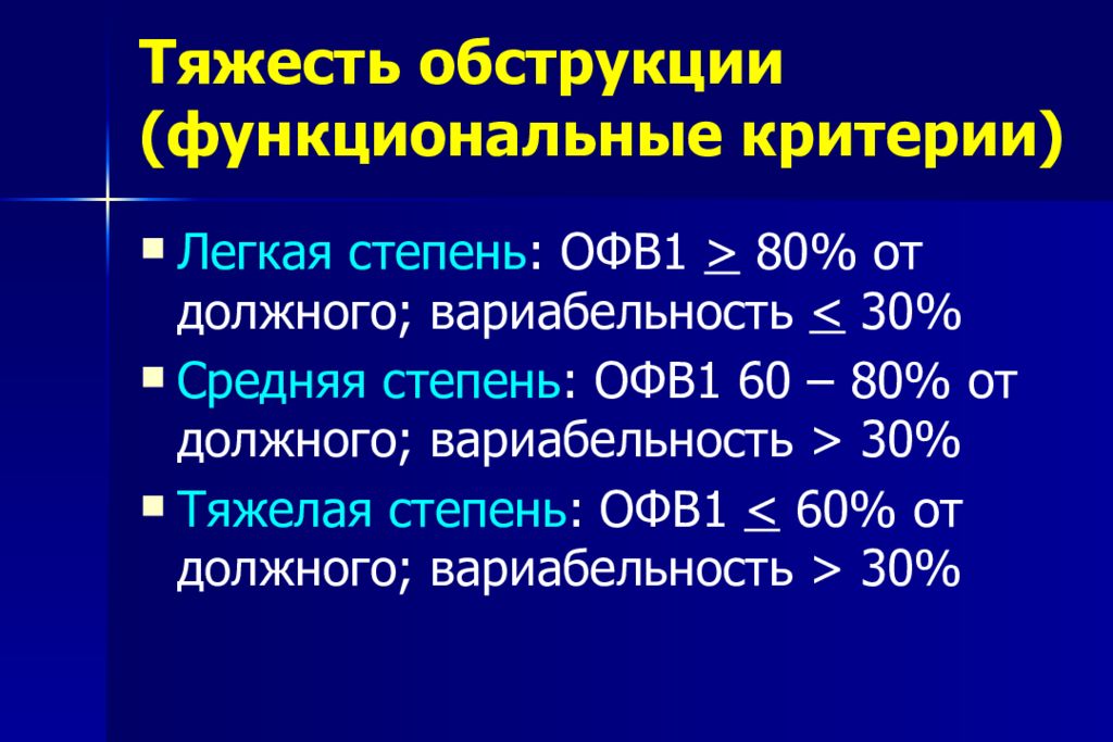 Легкая степень. Офв1. Офы1. Вариабельность офв1. Бронхиальная обструкция степени офв1.