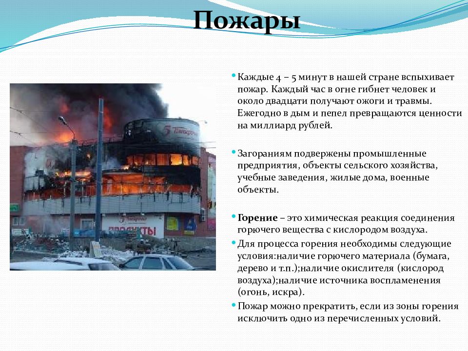 Каждые 4 – 5 минут в нашей стране вспыхивает пожар. Каждый час в огне гибнет