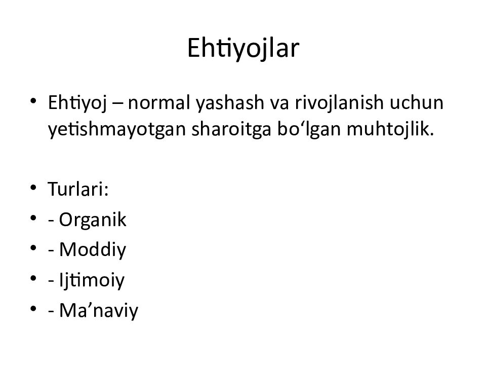 Ehtiyojlar