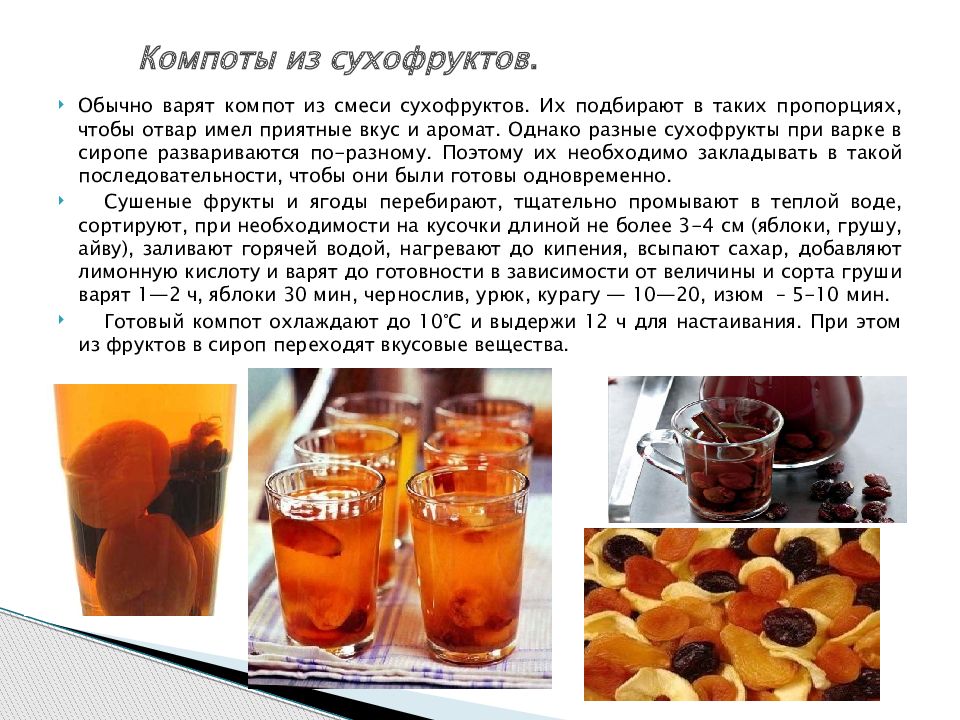 Компот из сухофруктов технологическая карта