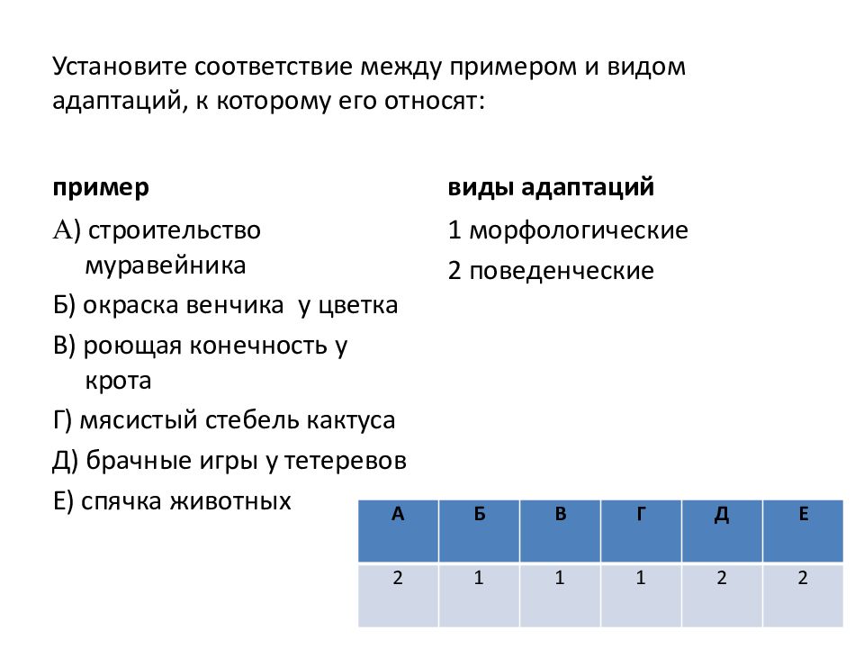 Установите соответствие презентация