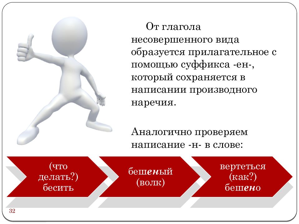 Текстом 32. Производный глагол несовершенного.