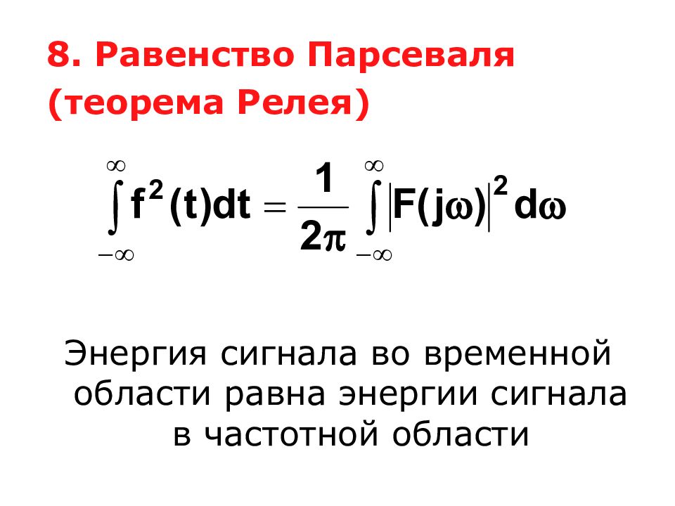 Равенство парсеваля фурье