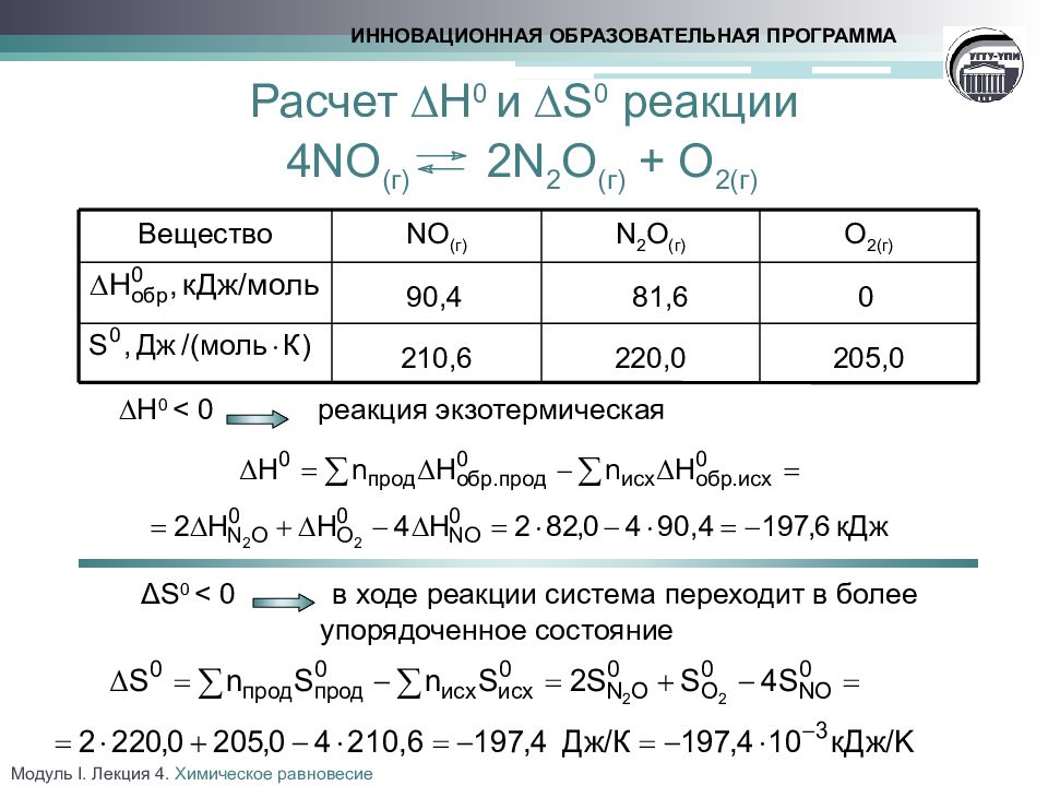 Кдж моль в кдж кг. Рассчитать равновесную температуру химической реакции. Экзотермическая no2 = n2o4. N2 г o2 г 2no г. ΔН n2 характеристики.