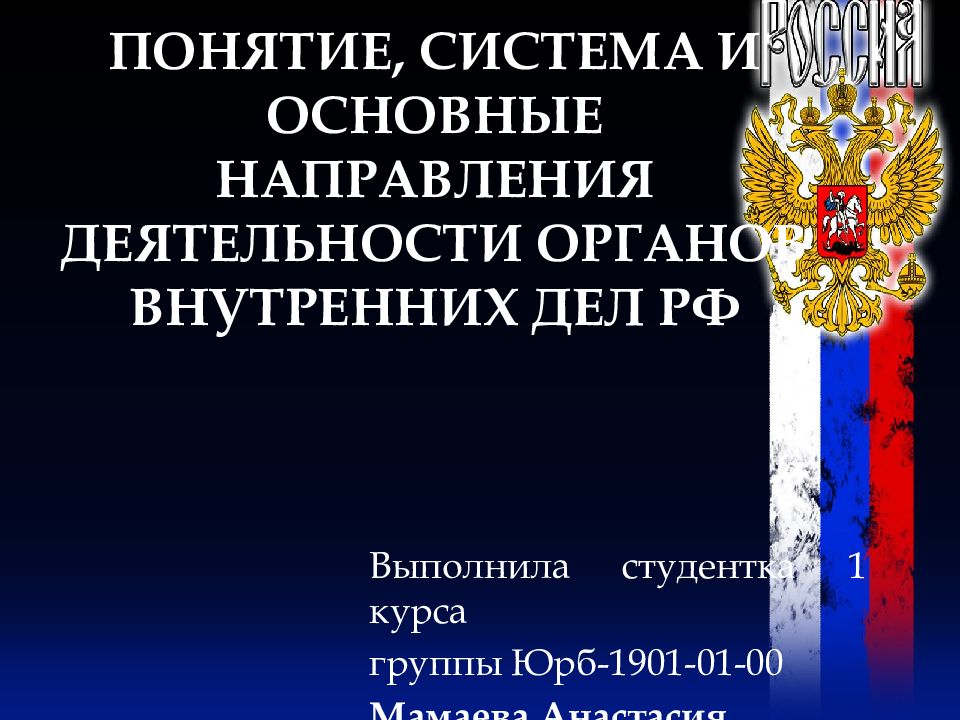 ПОНЯТИЕ, СИСТЕМА И ОСНОВНЫЕ НАПРАВЛЕНИЯ ДЕЯТЕЛЬНОСТИ ОРГАНОВ ВНУТРЕННИХ ДЕЛ РФ