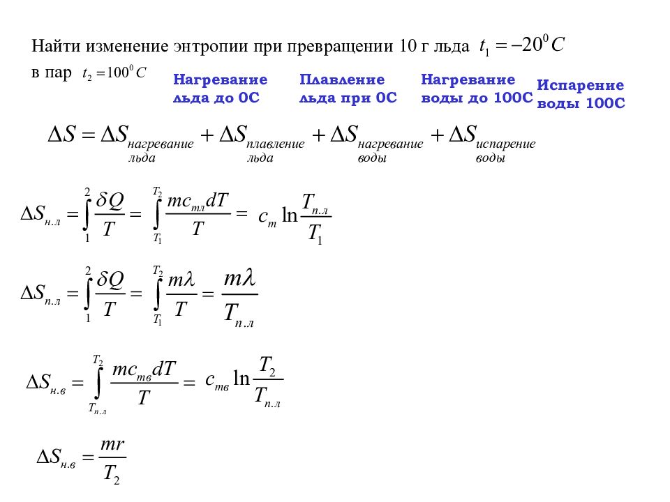 Энтропия уменьшается в ходе процесса. Формула вычисления энтропии системы. Изменение энтропии при нагревании формула. Изменение энтропии в процессе испарения воды. Формула для расчета изменения энтропии при нагревании..