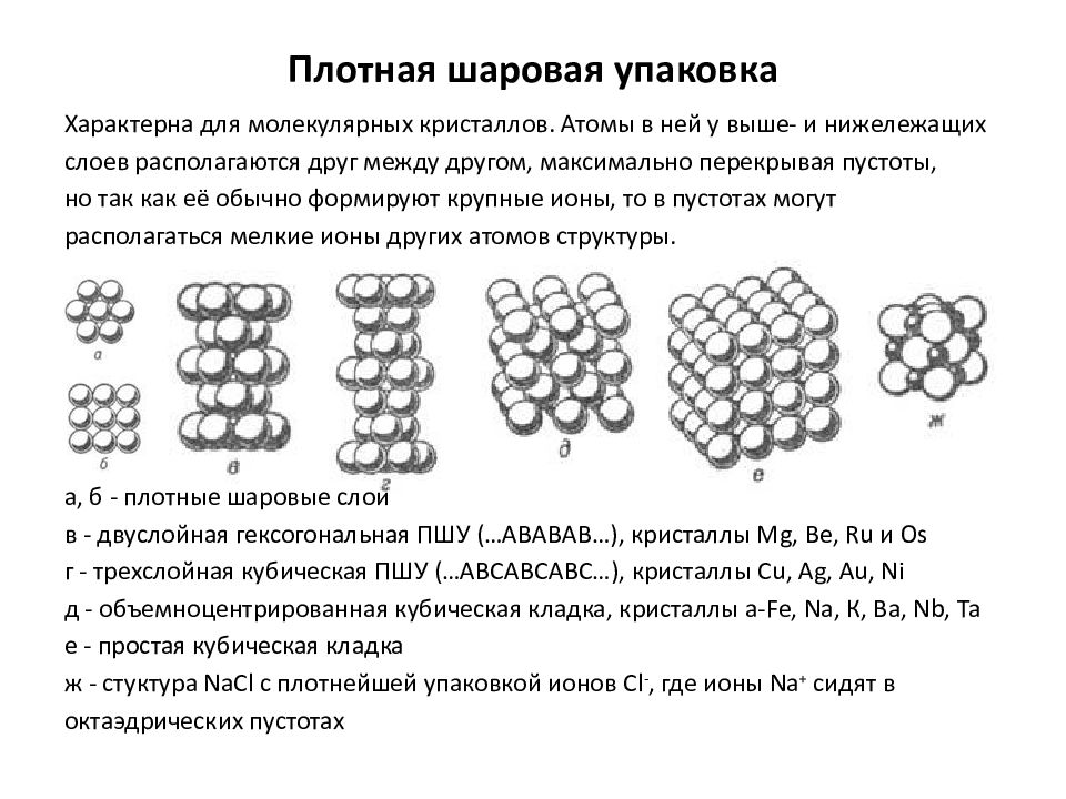 Плотный пример. Плотнейшие шаровые упаковки ГЦК кристалла. Теория плотнейших шаровых упаковок ионных кристаллов. Гексагональная кристаллическая решетка. Кубическая плотнейшая упаковка.