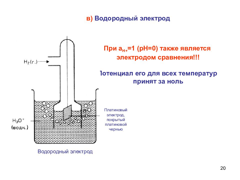 Водородный электрод стандартный электродный потенциал