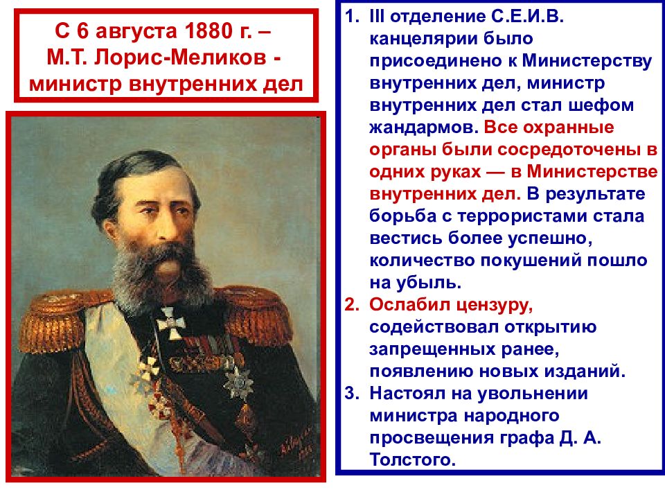 Какие меры предпринял лорис. М Т Лорис Меликов при Александре 2. М Т Лорис Меликов министр внутренних дел. Лорис Меликов 1880.