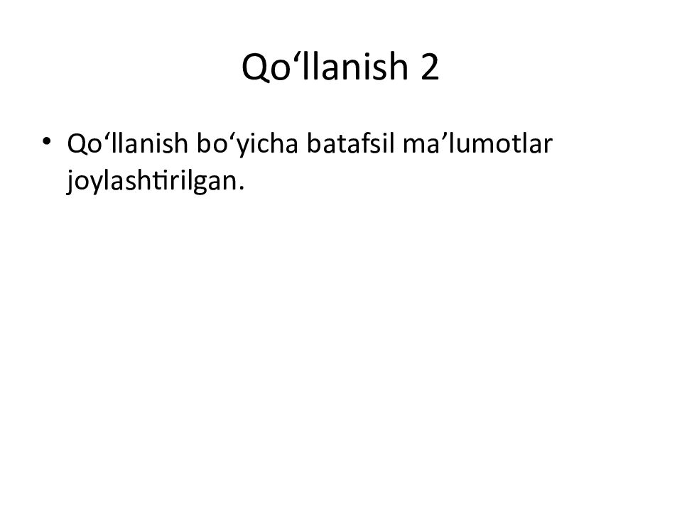 Qo‘llanish 2