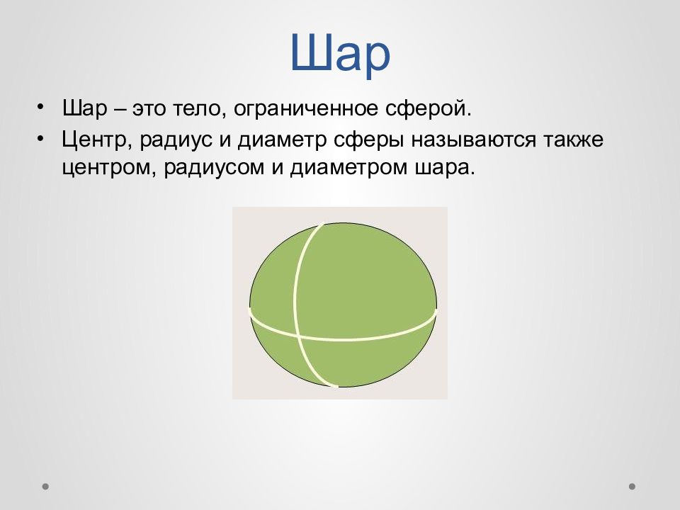 Сфера 11 класс. Шар это тело Ограниченное. Шар тело Ограниченное сферой. Центр, диаметр, радиус сферы и шара. Геометрический центр шара.