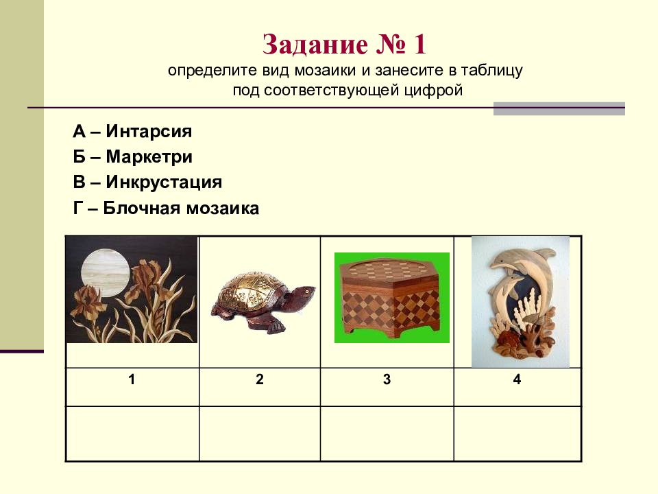 Мозаика на изделиях из древесины презентация 7 класс технология