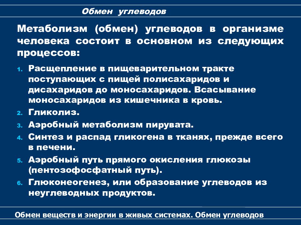 Обмен углеводов биохимия презентация