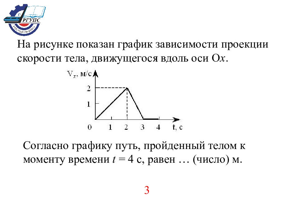 Проекция скорости в момент времени