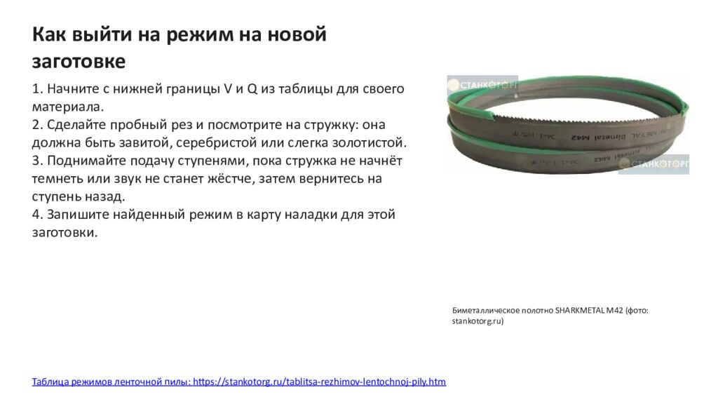Режимы резания ленточной пилой: скорость и подача по материалам Практическая