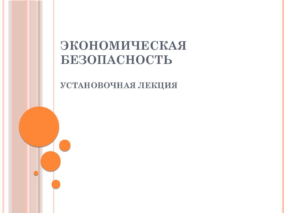 Экономическая безопасность Установочная лекция